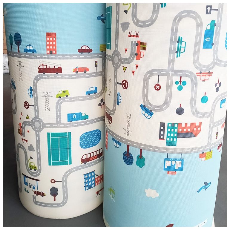 Kaksipuolinen vaahtomuovimatto XXL - rulla 2 CM (tie ja siksakit)