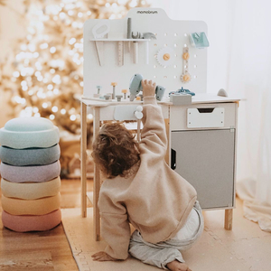 XXL Suuri puinen työpaja työkaluineen - DIY-sarja, 74 elementtiä