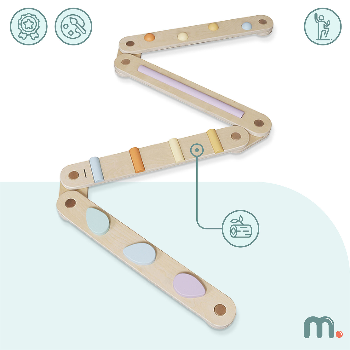 Suuri puinen aistipolku - tasapainorata - 9 elementtiä