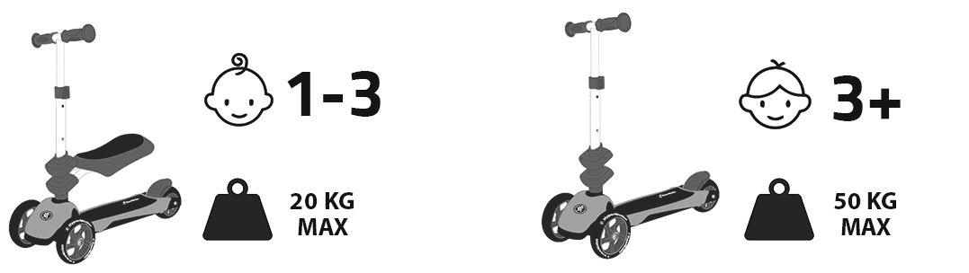 HyperMotion 3in1 tasapaino kolmipyörä - sininen