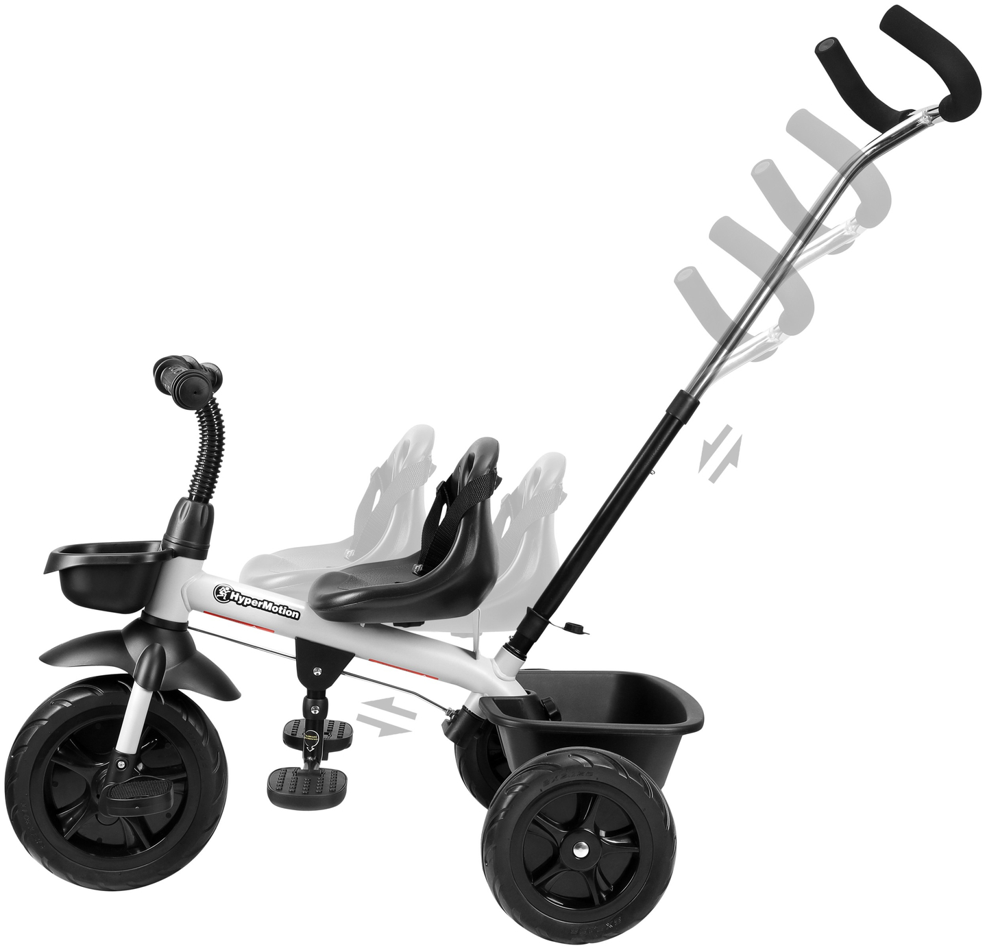 HyperMotion TOBI VECTOR kolmipyörä - ikuiset puhallettavat pyörät + työntötanko. Väri: vaaleanharmaa.