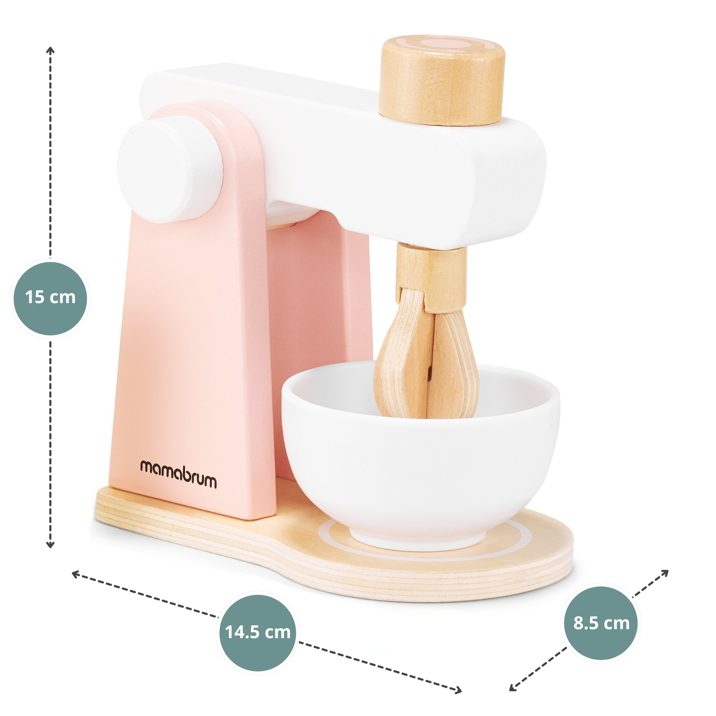 Puinen taikinasekoitin lisävarusteineen, lapsille