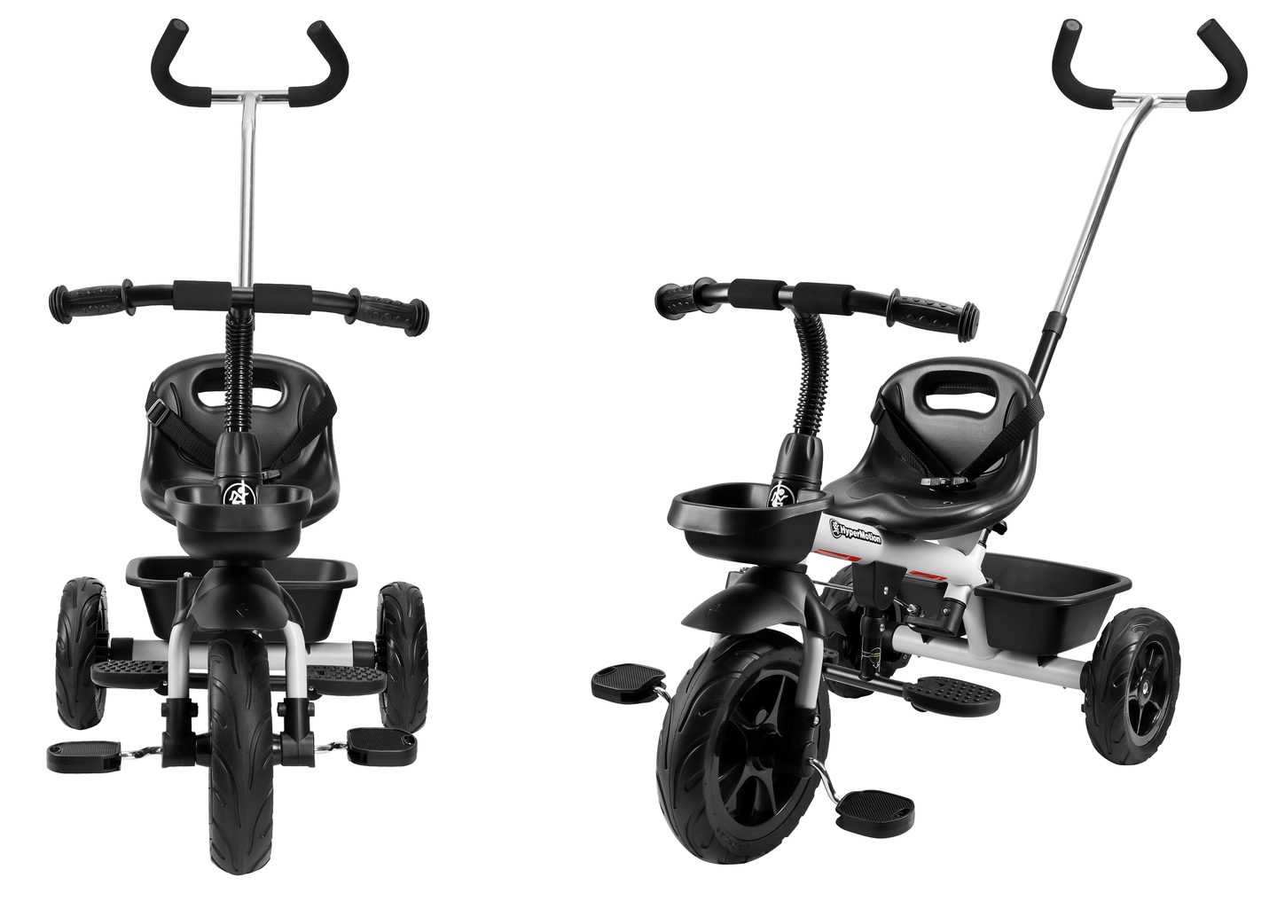 HyperMotion TOBI VECTOR kolmipyörä - ikuiset puhallettavat pyörät + työntötanko. Väri: vaaleanharmaa.