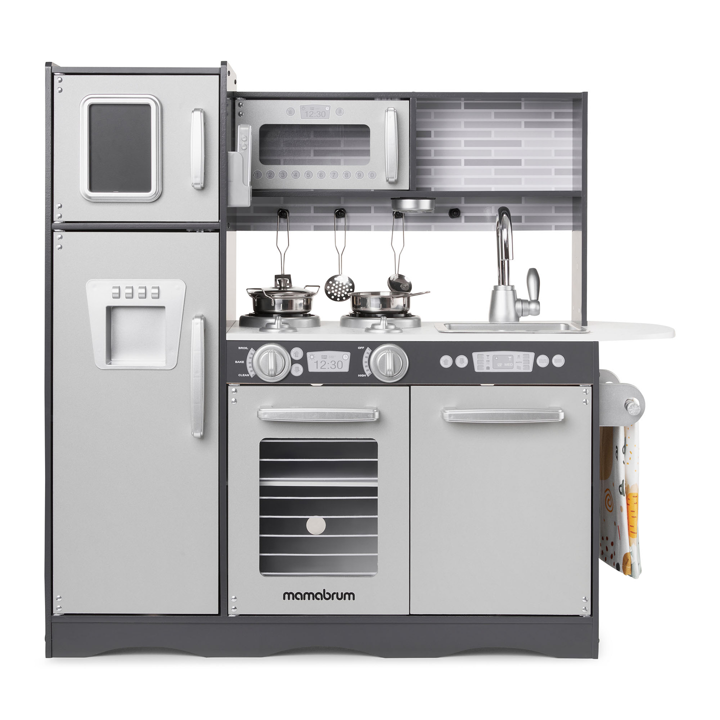 XXL puinen keittiö LED-valaistuksella, esiliina ja lisävarusteet