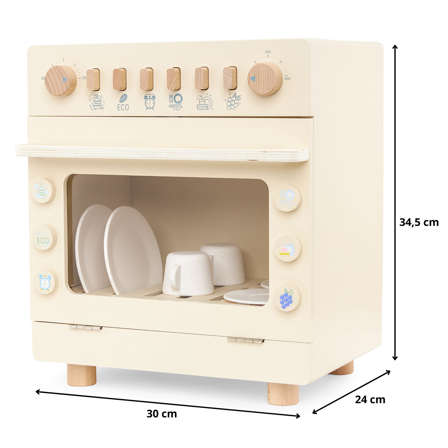 Puinen astianpesukone tarvikkeineen