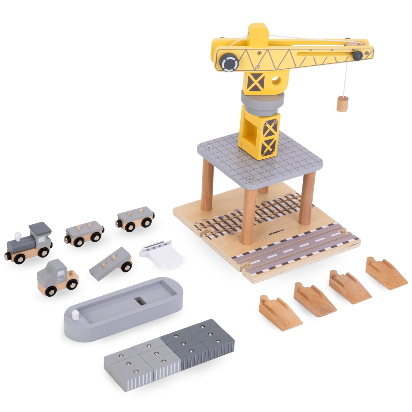 Liikuteltava satamanosturi magneettivinssillä ja lisävarusteilla - puinen sarja