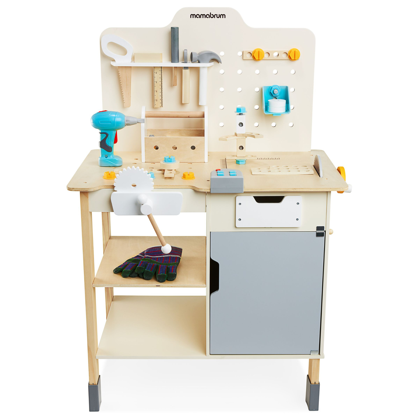 XXL Suuri puinen työpaja työkaluineen - DIY-sarja, 74 elementtiä