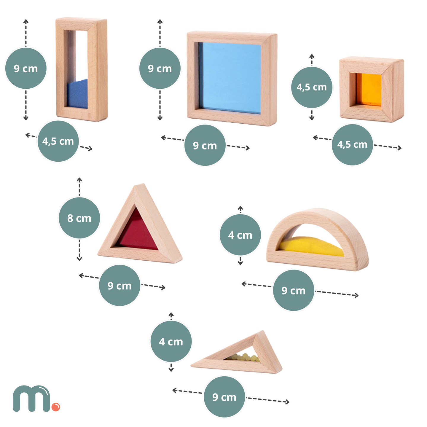 Puisten aistipalikoiden setti erilaisilla täytteillä - 15 kappaletta