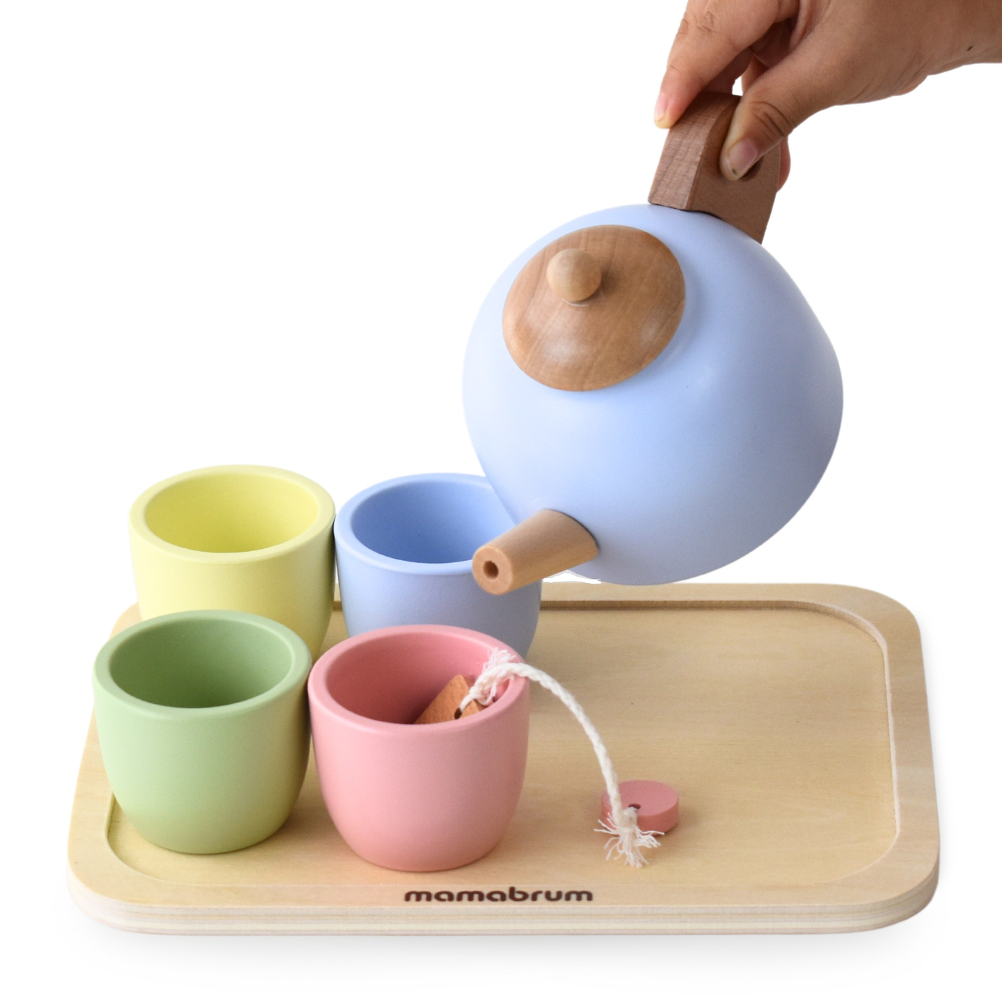 Puinen teesetti tarjottimella - 7 tuotetta