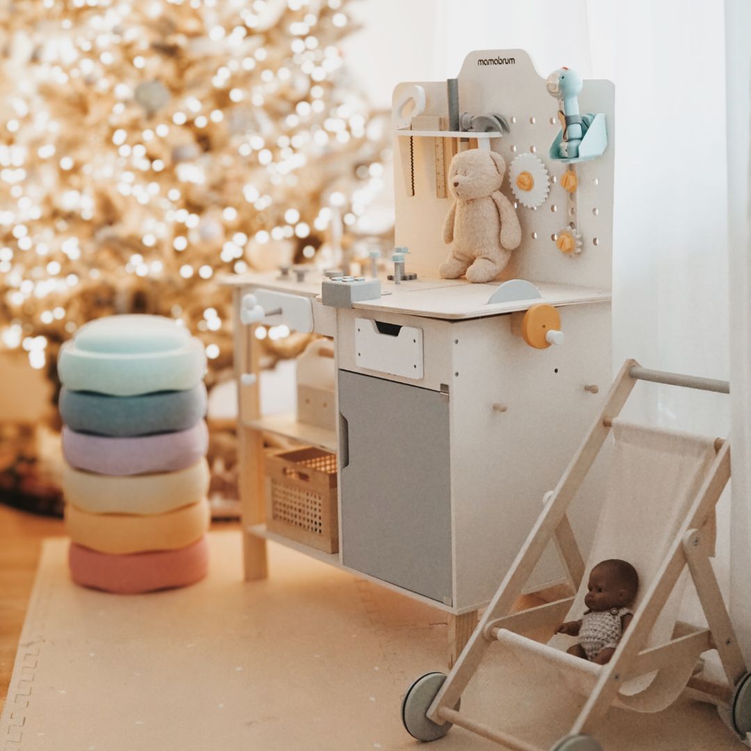 XXL Suuri puinen työpaja työkaluineen - DIY-sarja, 74 elementtiä