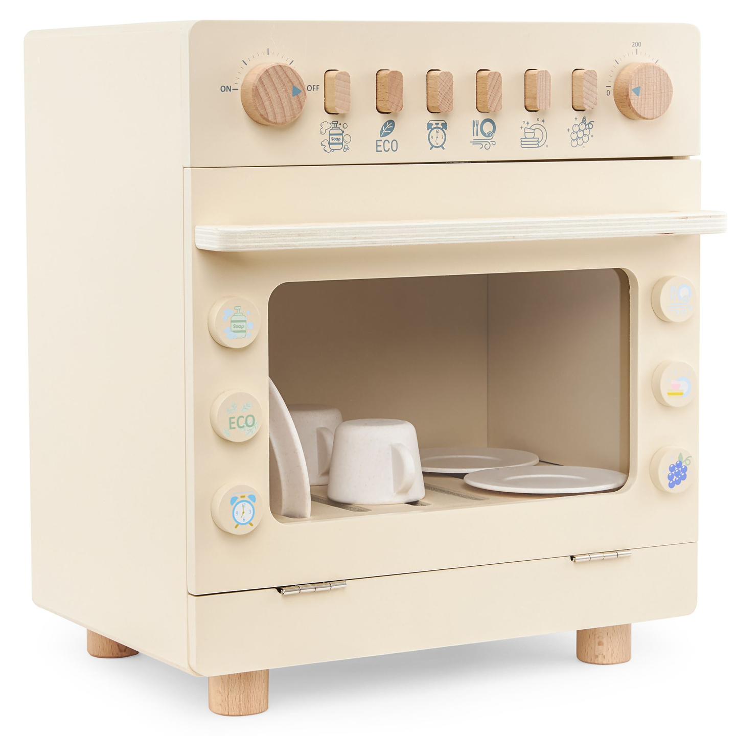 Puinen astianpesukone tarvikkeineen