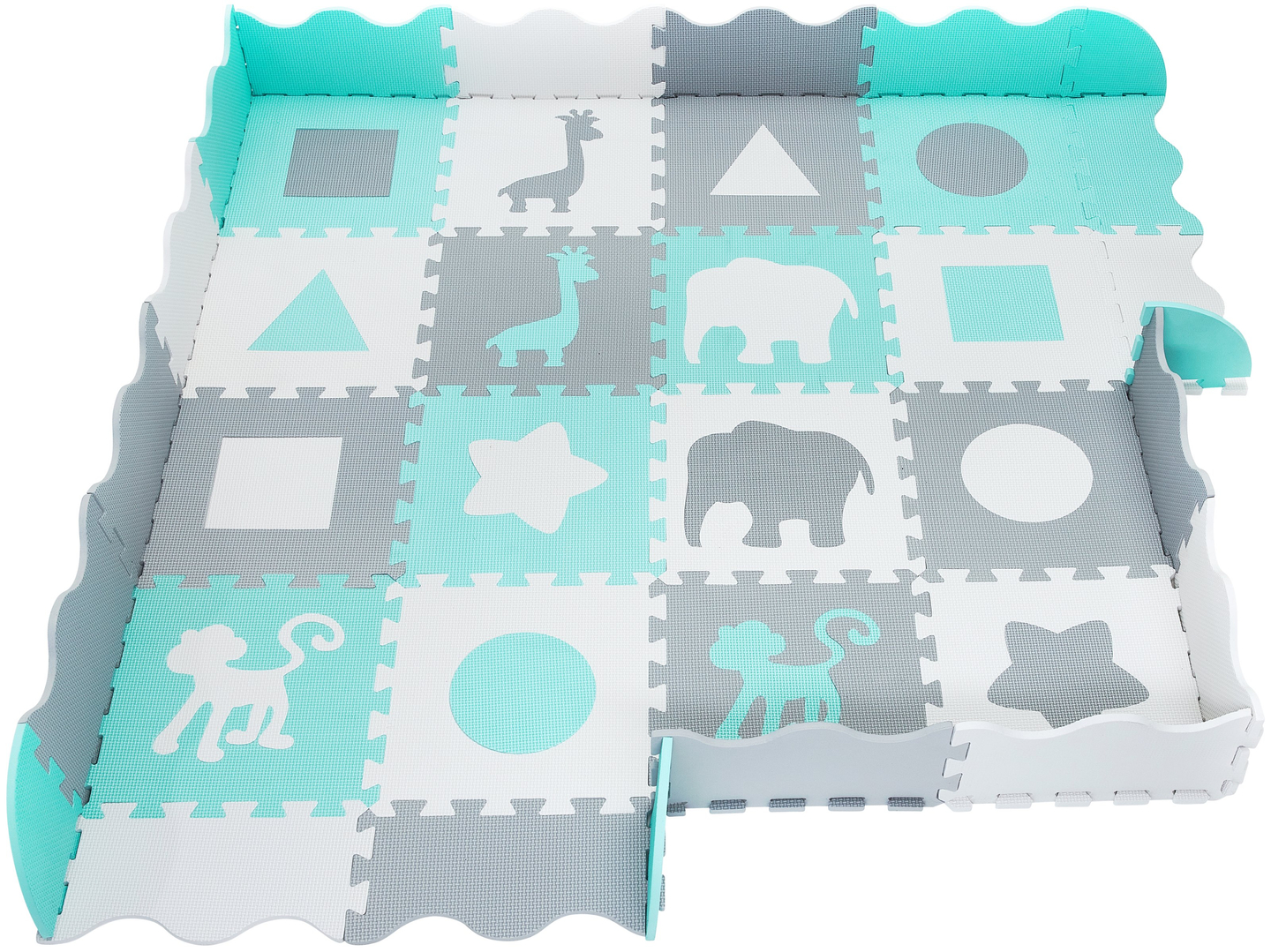 Vaahtomuovimatto XL 150 x 150 x 1cm reunuksella - EVA vaahtomuovi - mintunvärinen