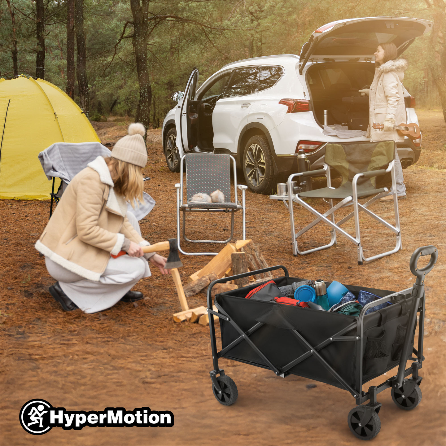 HyperMotion kokoontaitettava rantapyörätuoli - musta, 80 kg:n painoinen