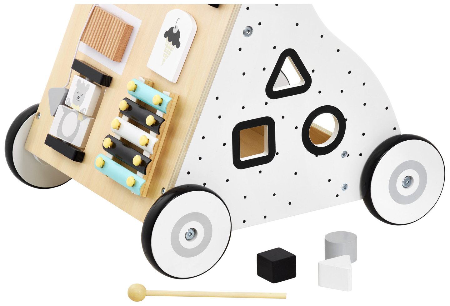 Puinen, opettavainen kävelytuoli / lastenrattaat - manipulatiivinen lautanen