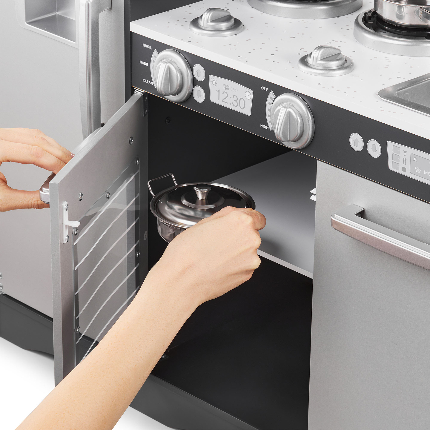 XXL puinen keittiö LED-valaistuksella, esiliina ja lisävarusteet