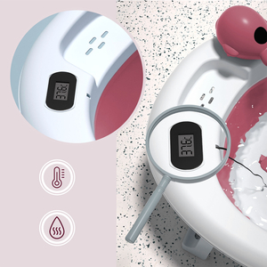 Kokoontaitettava vauvan kylpyamme lämpömittarilla, sisäkkeellä ja jalustalla - väri likainen vaaleanpunainen