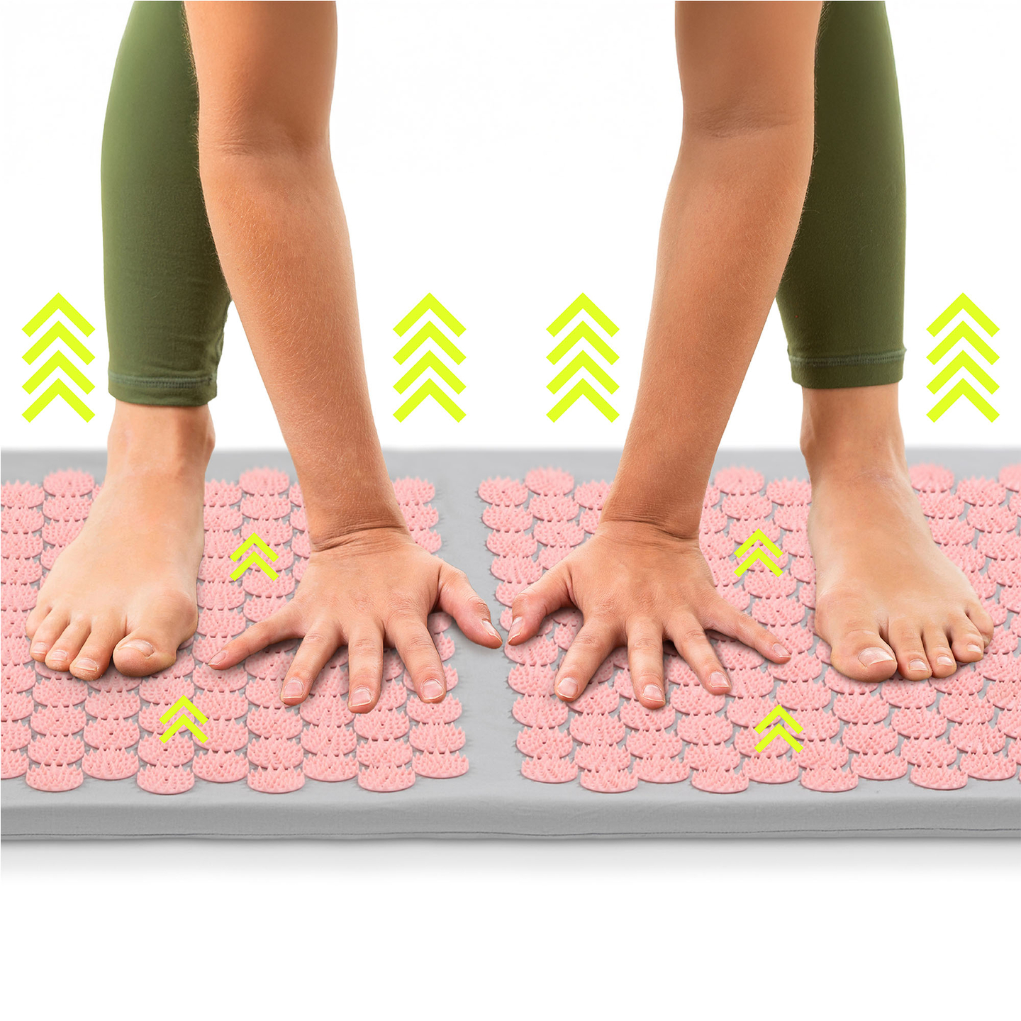 Suuri akupunktiomatto tyynyllä ja päällisellä - 130 cm HyperMotion harmaa ja pinkki