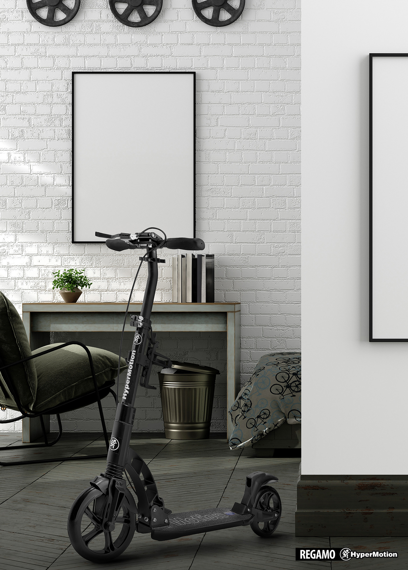 HyperMotion REGAMO aikuisten skootteri - musta