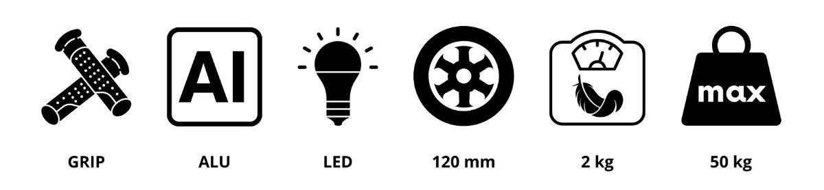 TRINGO kolmipyöräinen tasapainoskootteri, 3-8 vuotta vanha - musta + hehkuvat LED pyörät