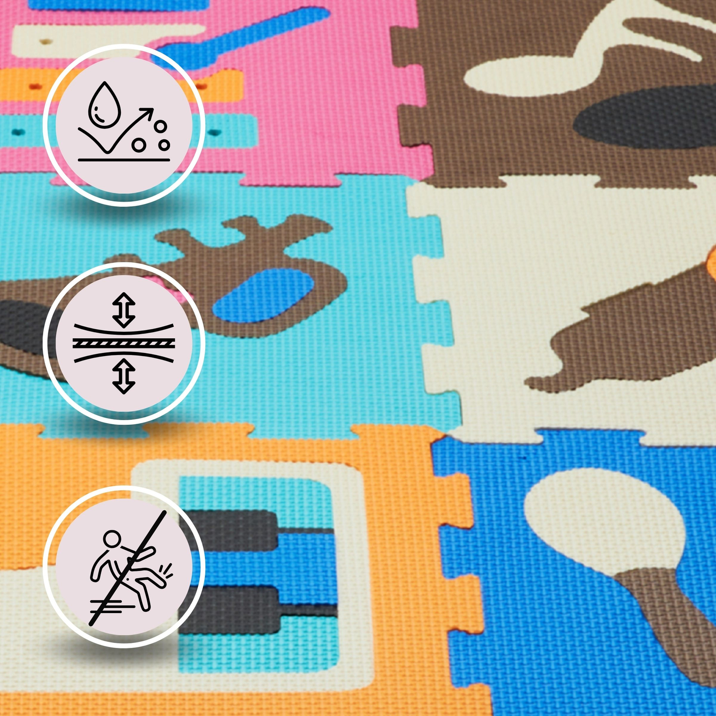 Opettavainen vaahtomuovinen palapelimatto 90 x 90 x 1cm - EVA vaahtomuovi - muotoilu: välineet