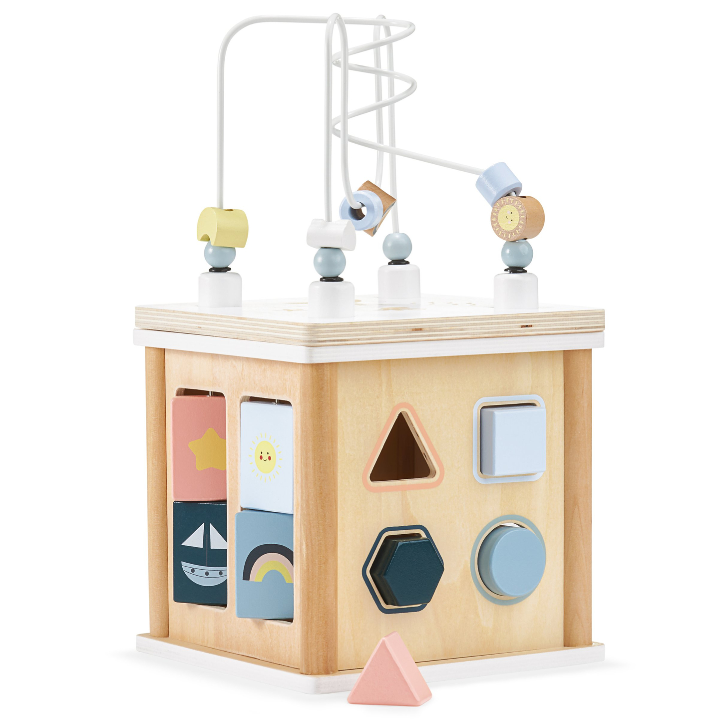 Puinen opettavainen kuutio, jossa on lomitus - muodonlajittelija