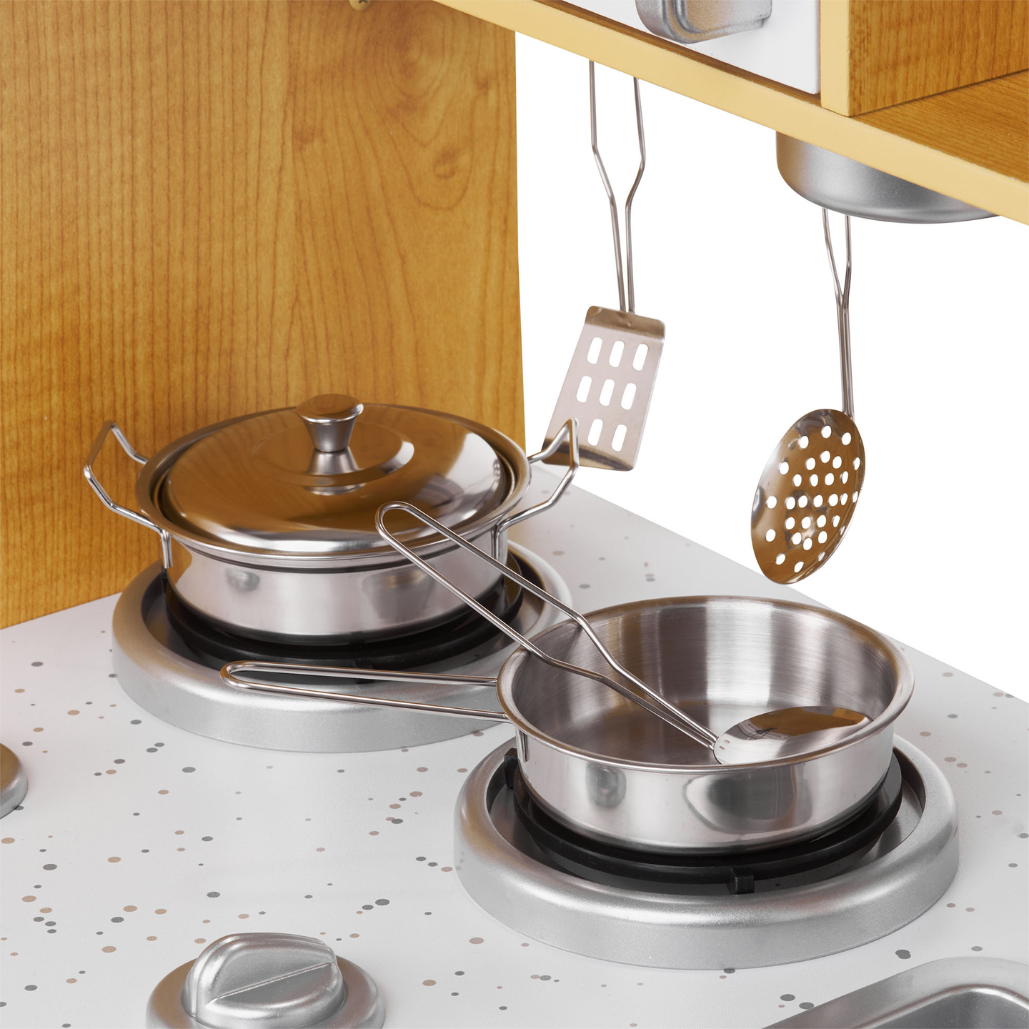 XXL puinen keittiö LED-valaistuksella, esiliina ja lisävarusteet