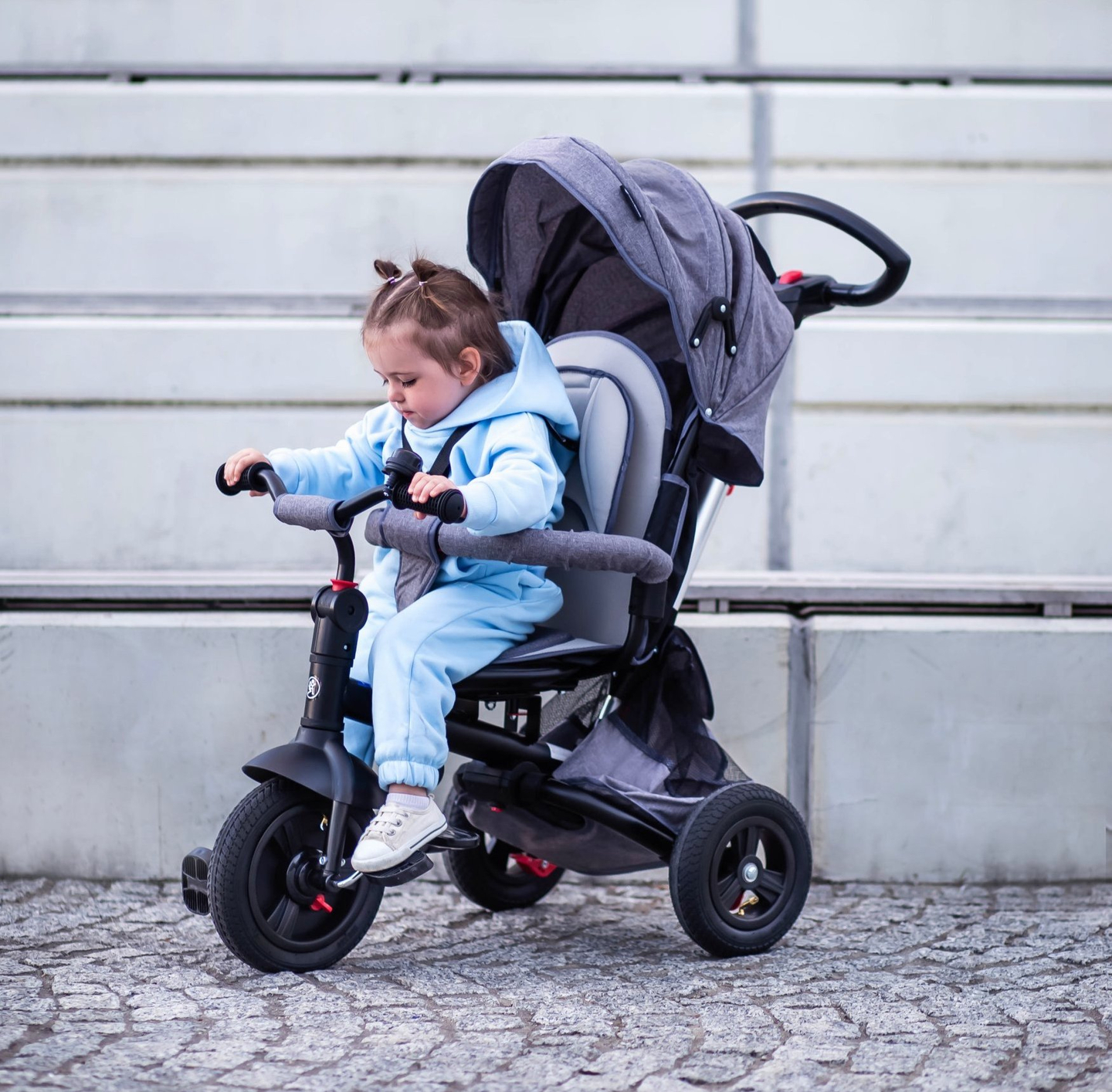 Tobi Velar kolmipyöräinen polkupyörä + sadekelmu - harmaa
