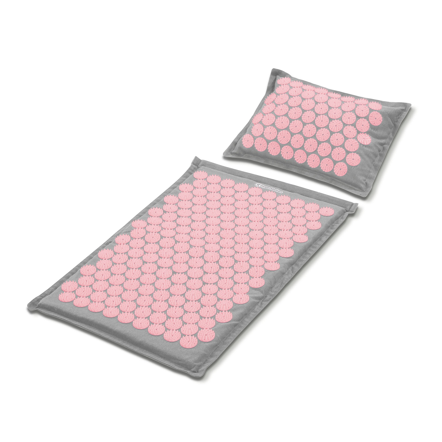 ECO-pellava-akupunktiomatto kookoskuidulla ja tattarityynyllä – 68 cm HyperMotion harmaa ja pinkki