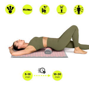 Akupunktiomatto tyynyllä ja päällisellä - 72 cm HyperMotion harmaa ja pinkki