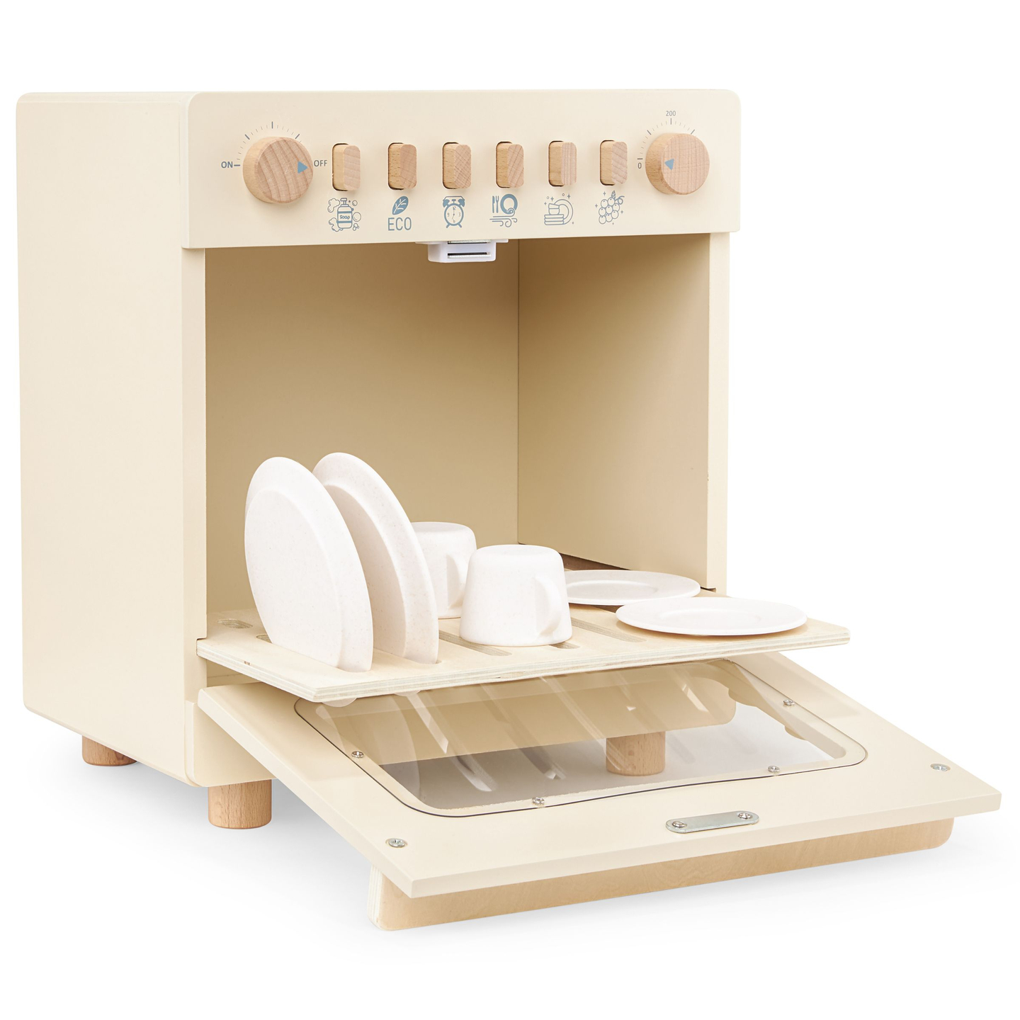 Puinen astianpesukone tarvikkeineen