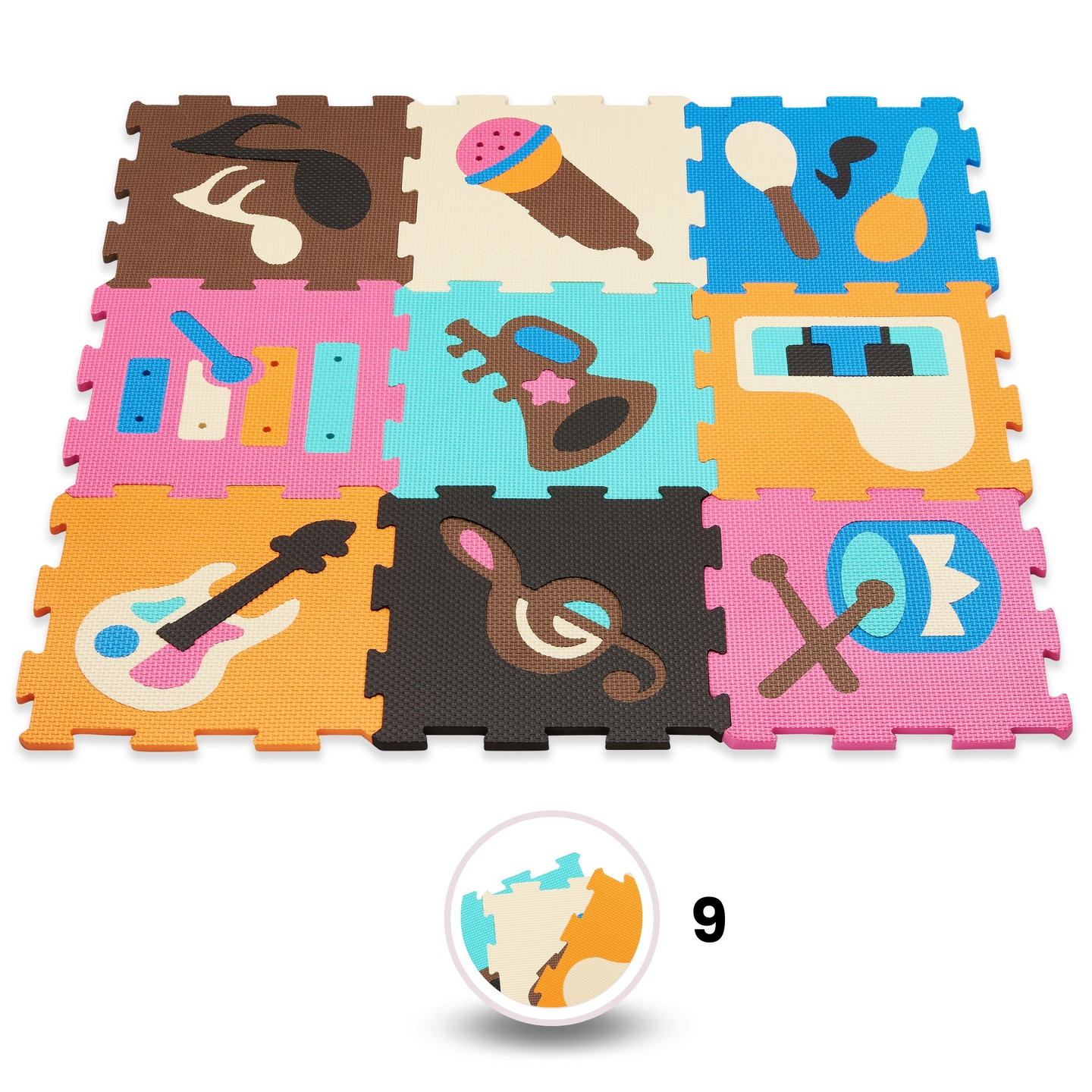 Opettavainen vaahtomuovinen palapelimatto 90 x 90 x 1cm - EVA vaahtomuovi - muotoilu: välineet