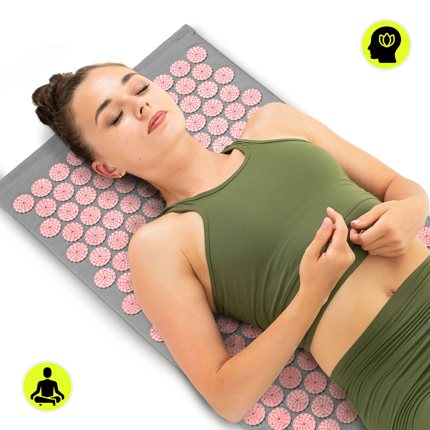 Akupunktiomatto tyynyllä ja päällisellä - 72 cm HyperMotion harmaa ja pinkki