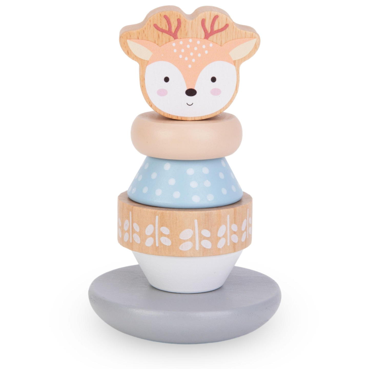 Puulelusarja - värikäs lomitus, pyramidi Peura, lajittelija Pingviini