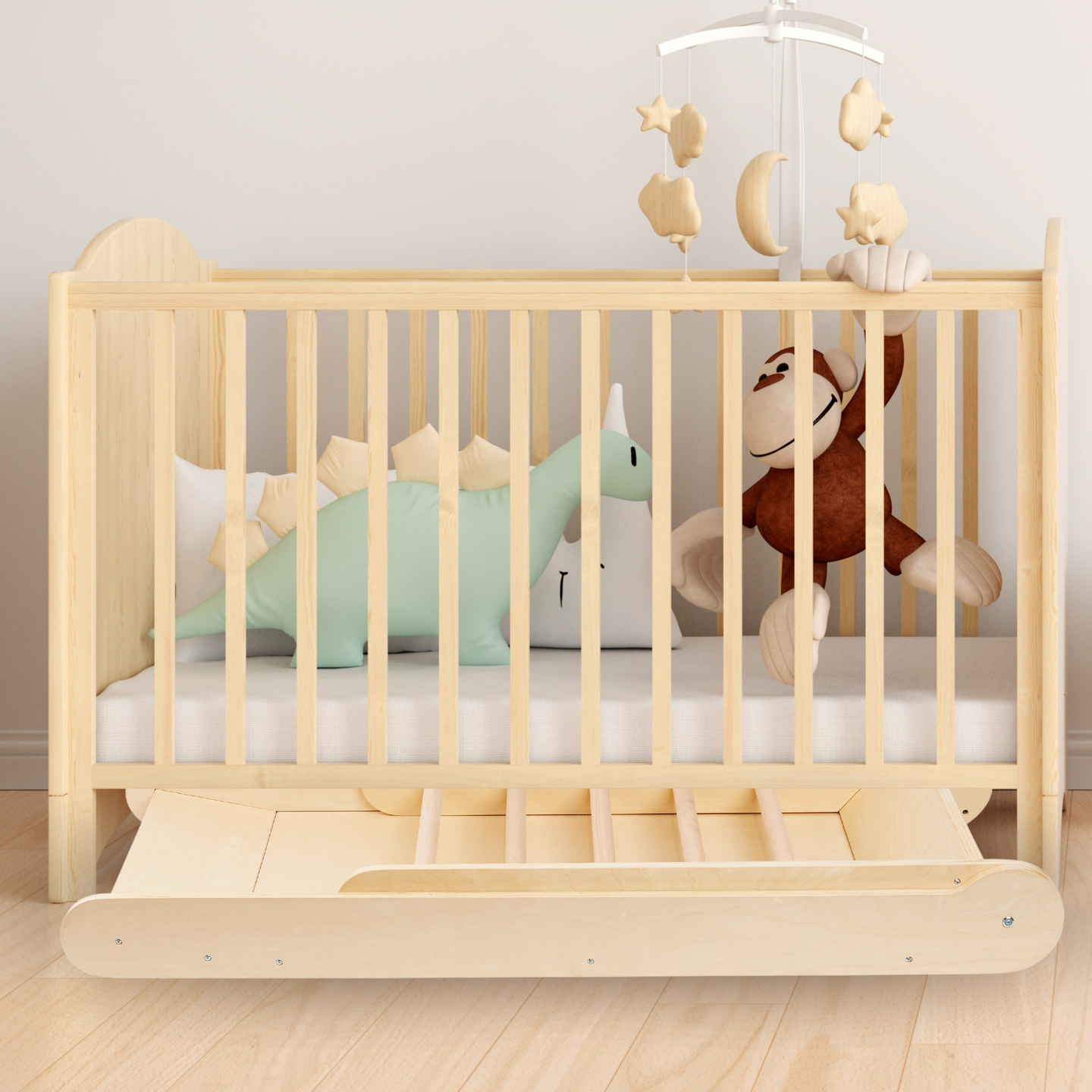 Puinen liukumäki tikkailla lapsille