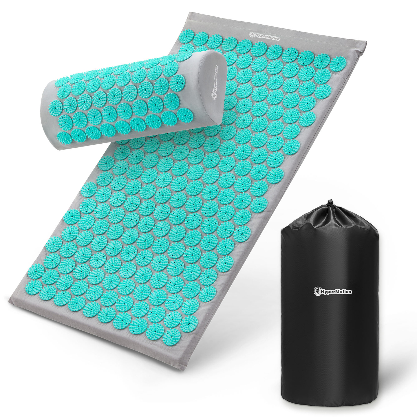 Akupunktiomatto tyynyllä ja päällisellä - 72 cm HyperMotion harmaa-minttu