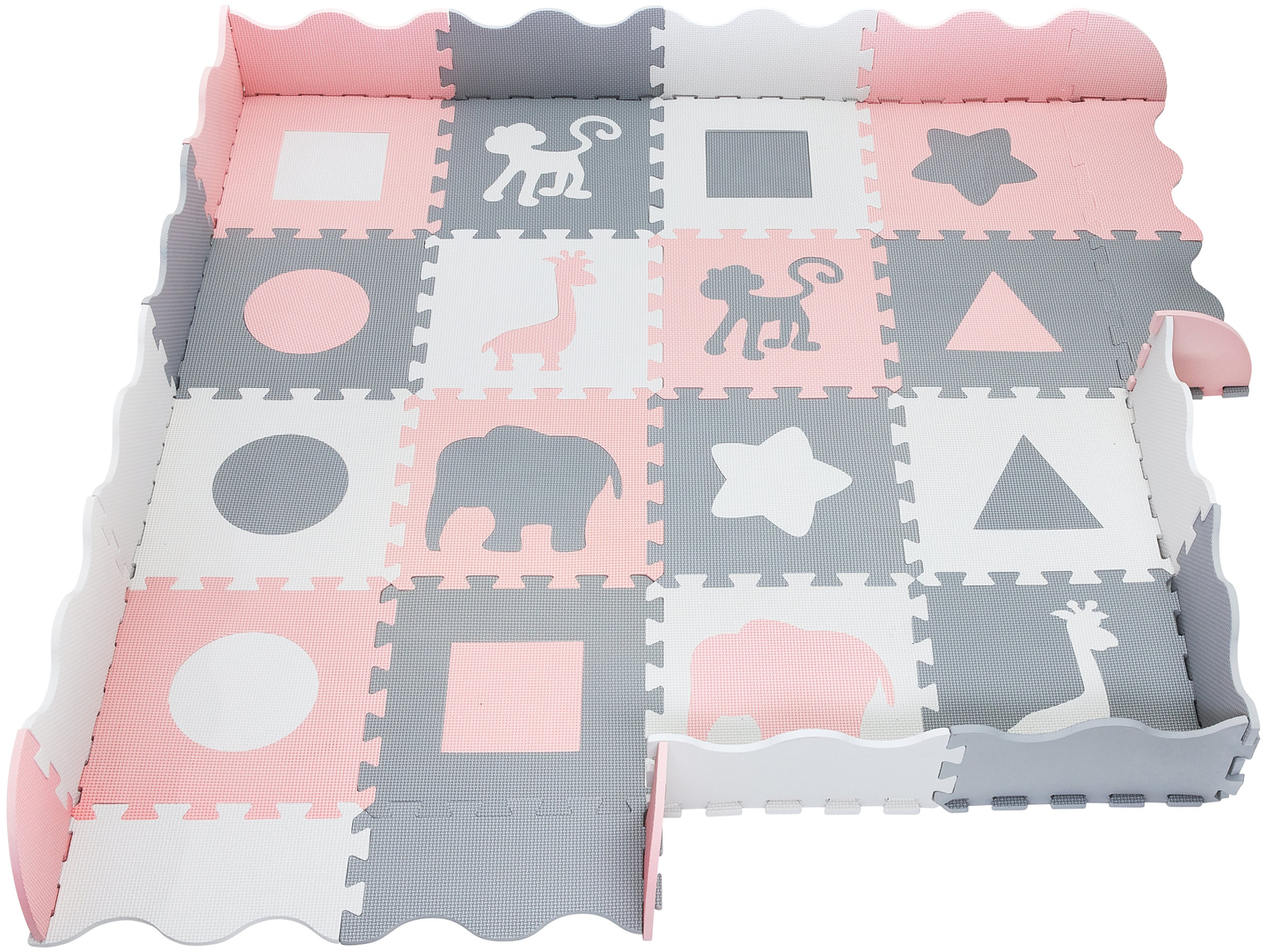 Vaahtomuovimatto XL 150 x 150 x 1cm reunuksella - EVA-vaahtomuovi - vaaleanpunainen