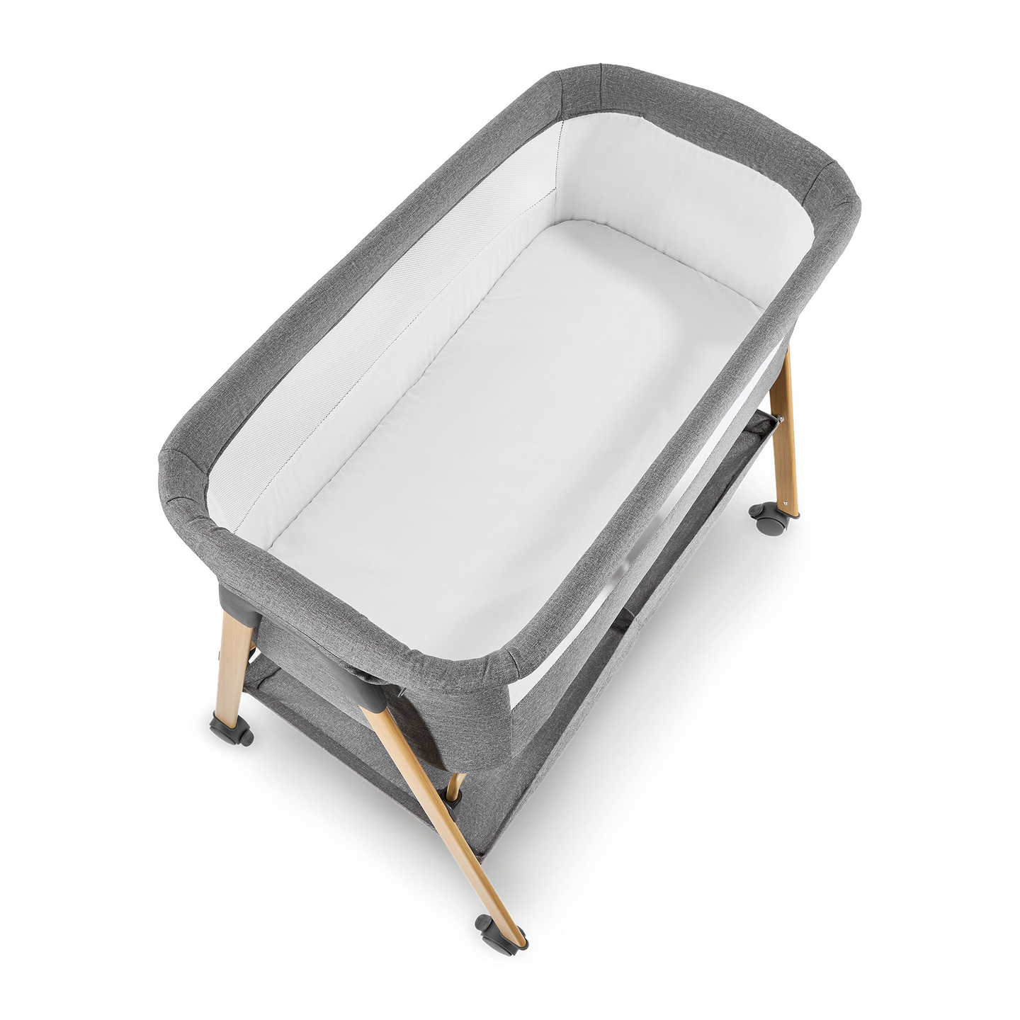 Vauvansänky, vapaasti seisova, matkasänky, kehto patjalla - harmaa