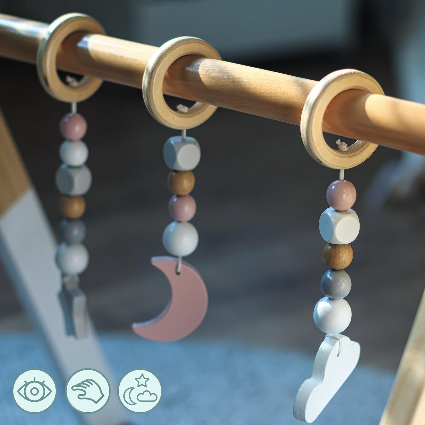 Baby Gym puinen opetusjalusta - valkoinen väri