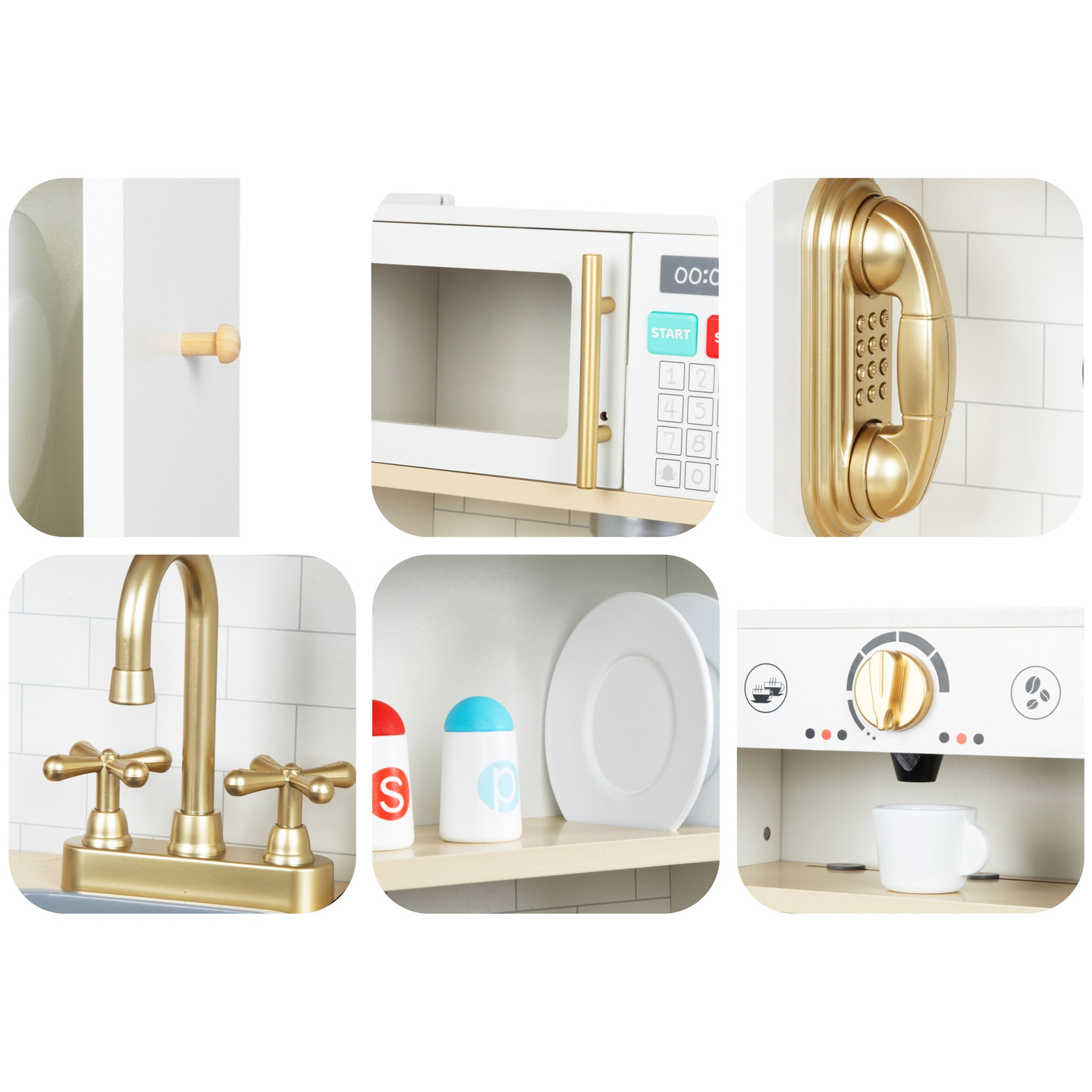 Interaktiivinen XXL-puinen keittiö lisävarusteilla ja LED-valaistuksella - kaksitasoinen