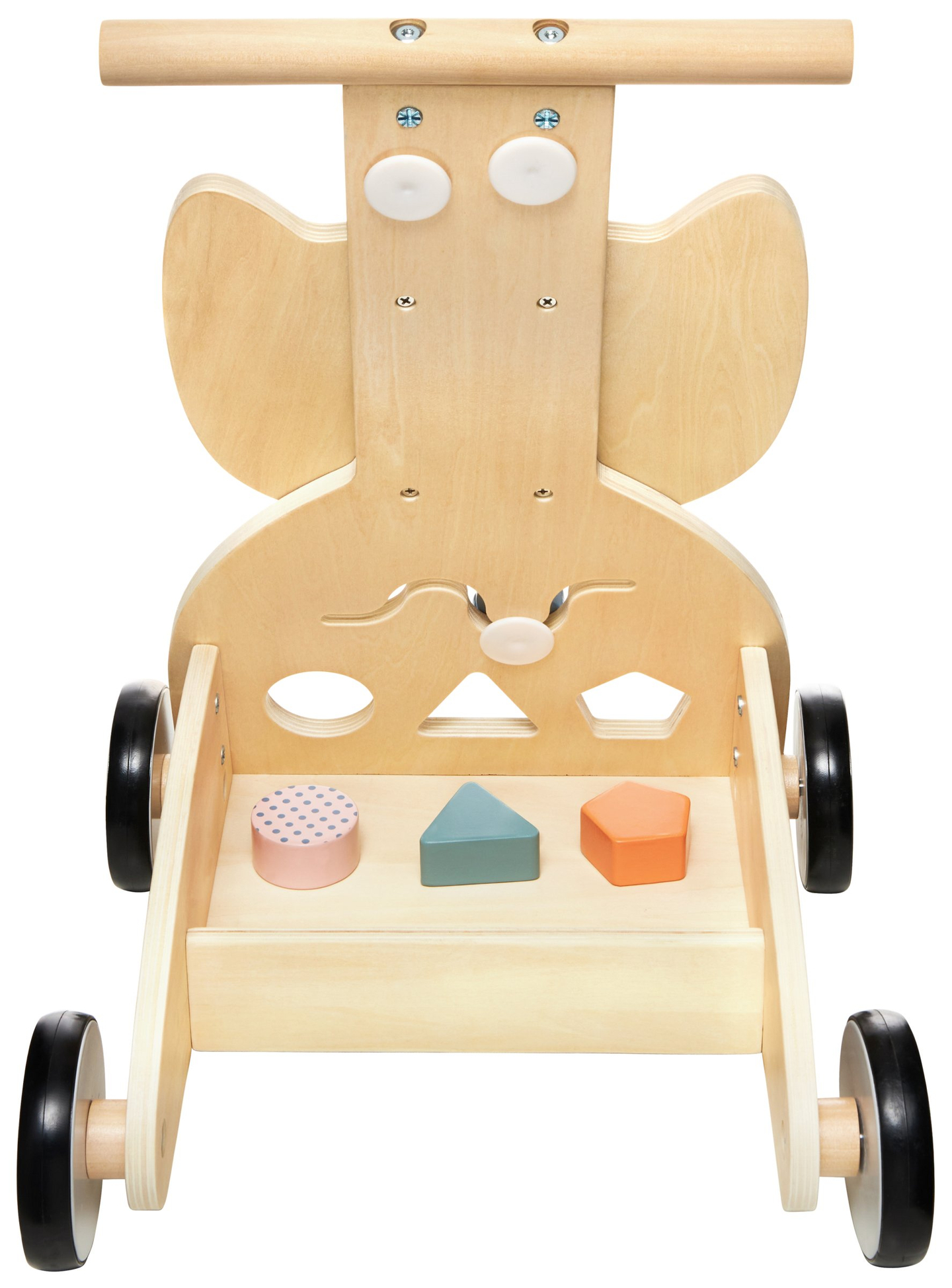 Puinen monikäyttöinen kävelytuoli - työntöaisa - lastenrattaat palikoilla - Pöllö