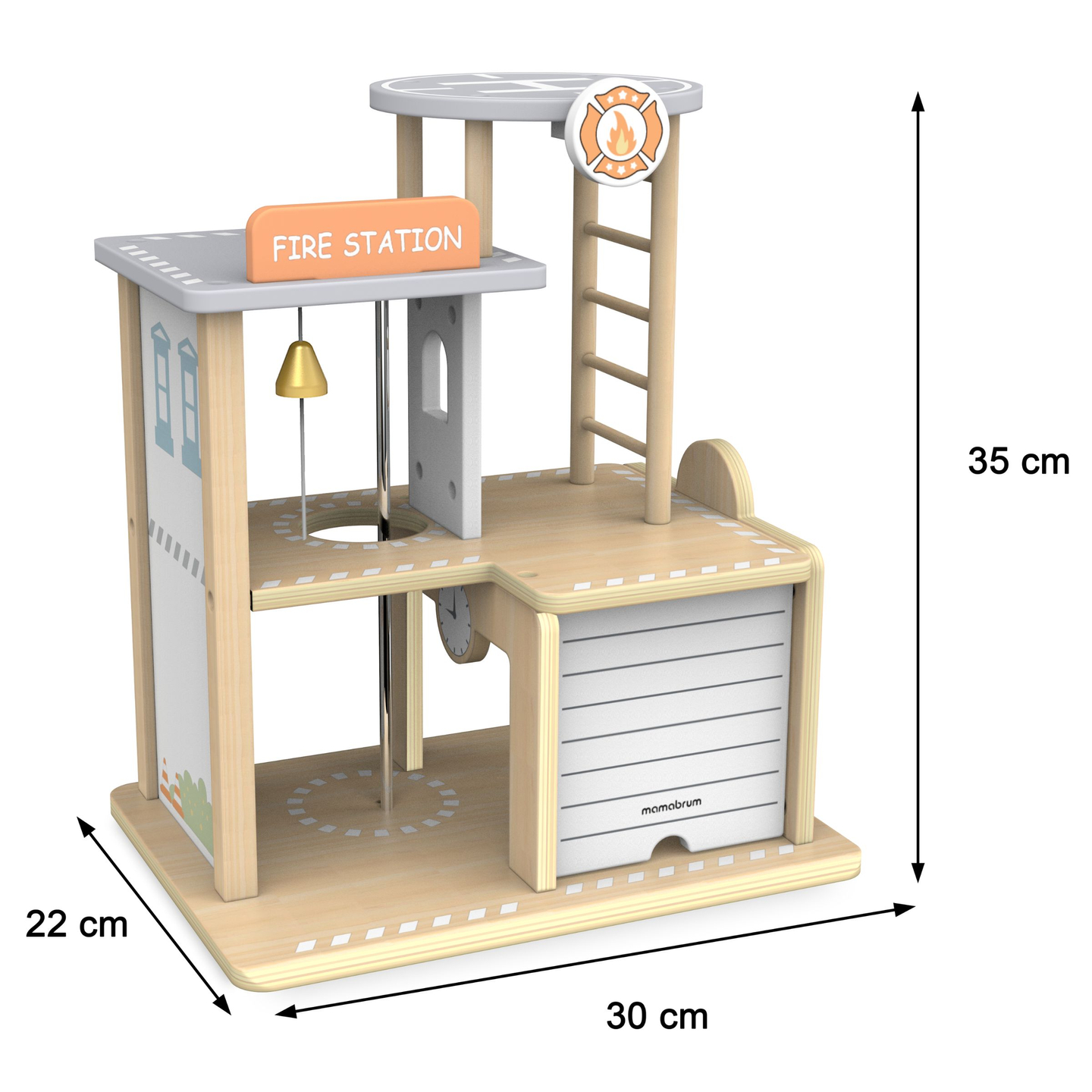 Puinen paloasema lisävarusteineen, palokunta