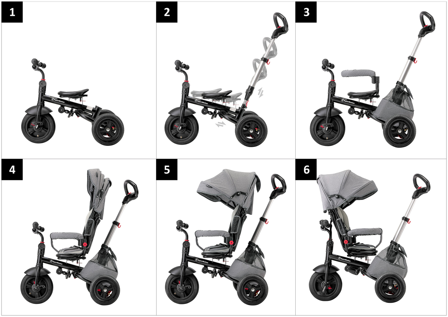 Tobi Velar kolmipyöräinen polkupyörä + sadekelmu - harmaa