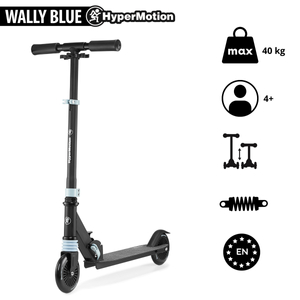 Kaksipyöräinen skootteri iskunvaimentimella WALLY 4-9 vuotta alkaen HyperMotion musta-vihreä