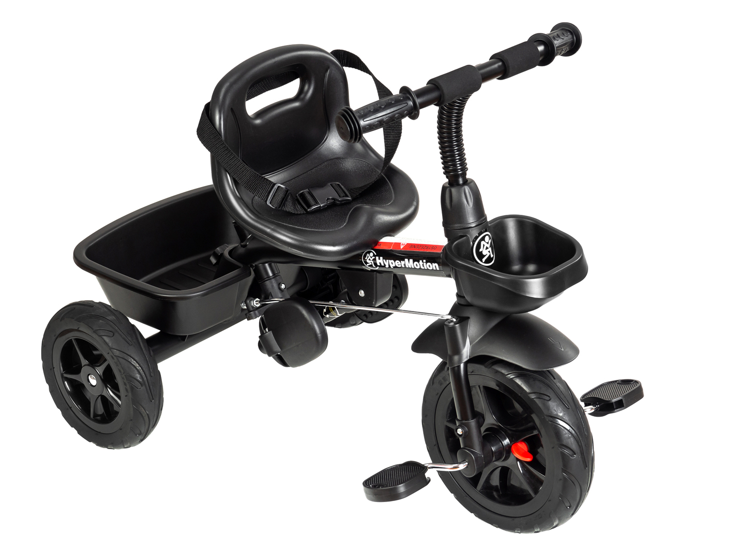 HyperMotion TOBI VECTOR kolmipyörä - ikuiset puhallettavat pyörät + työntötanko. Väri: musta.