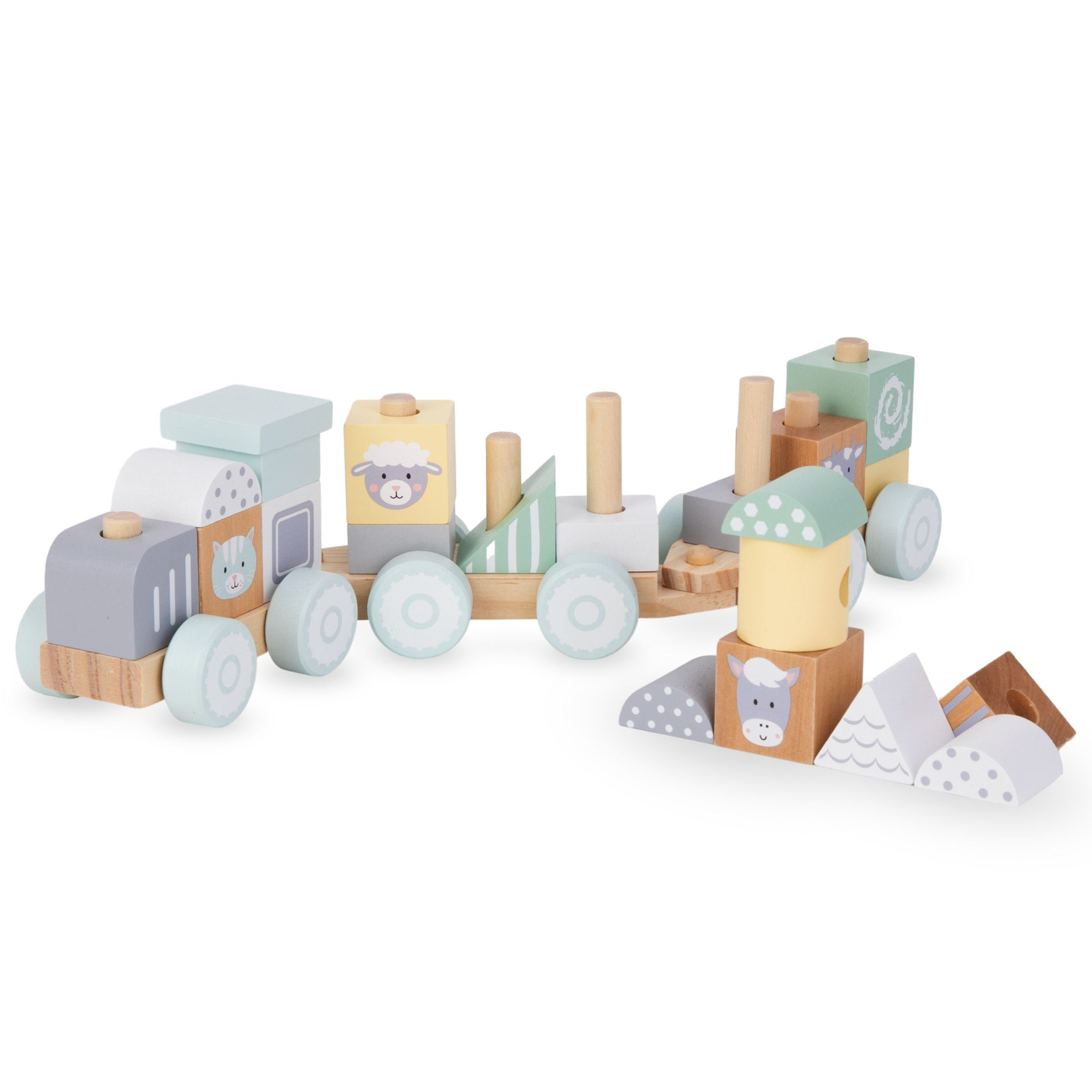 Puinen juna palikoilla pojalle - Maatila