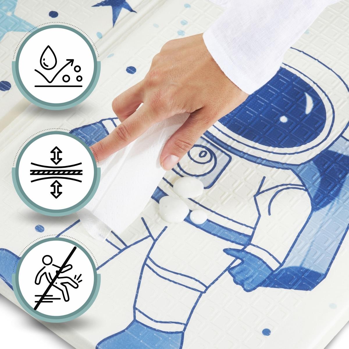 Kaksipuolinen kokoontaitettava vaahtomuovimatto 180 x 120 x 1cm - Cosmos/Geometriset kolmiot