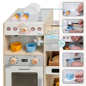 Suuri puinen XXXL-myymälä lapsille pikaruokapalkalla - Kulmakauppa + kahvinkeitin + uuni + jääkaappi - 106 ac.