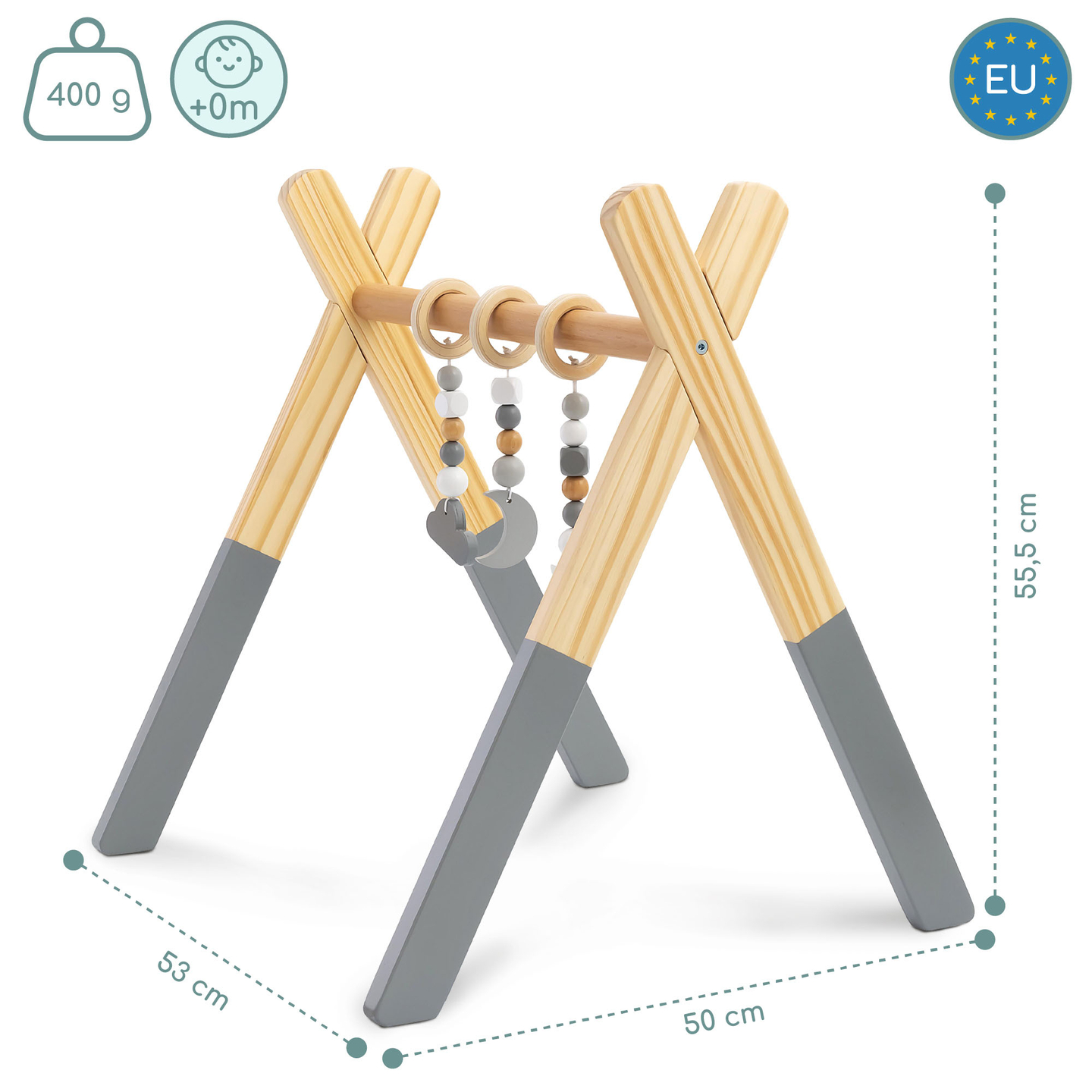 Baby Gym puinen kasvatusteline - väri harmaa