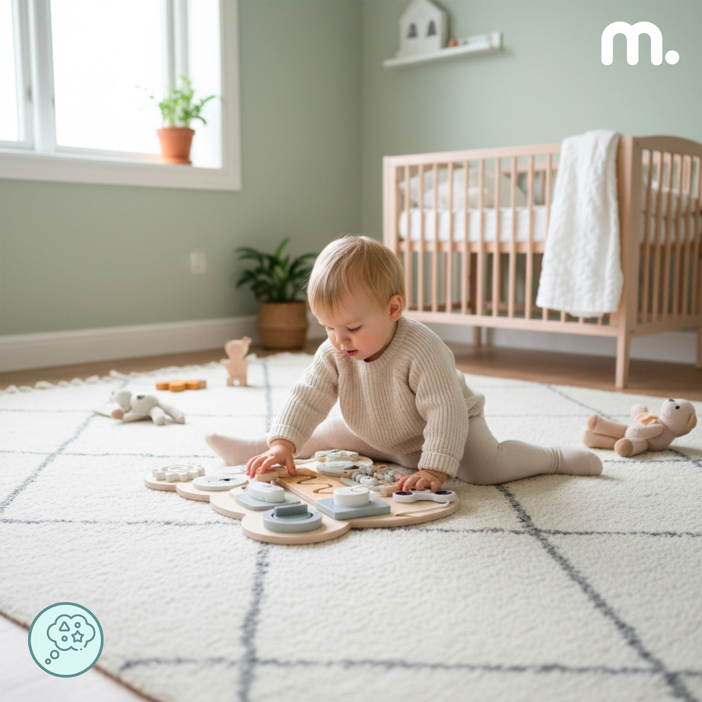 Puinen Montessori-nallekarhumanipulaatiolauta - itsenäisyyden aistioppimiseen: tarranauha, tulppa, sokkelo, napsahdusnuppi