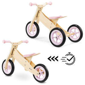 Puinen kolmipyörä ja tasapainopyörä 2in1 - HyperMotion PERCY - pinkki